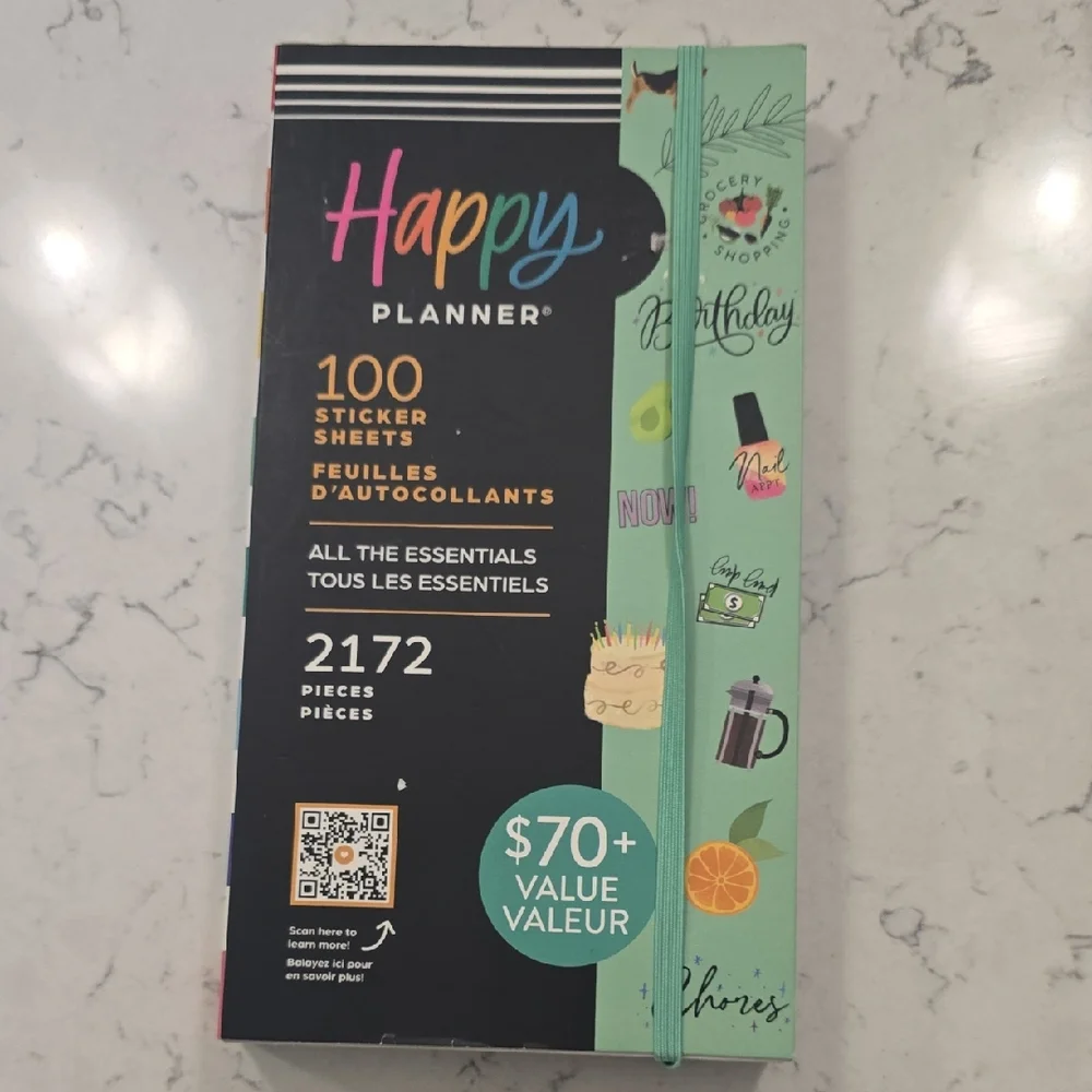 Happy Planner Sticker Book - 2172 Pieces Mint Elastic Band & Black Cover